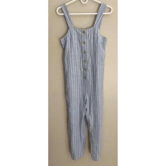 Everlane NWT Blue & White Striped Linen Jumpsuit WITHOUT BELT Size 0 - Picture 3 of 13